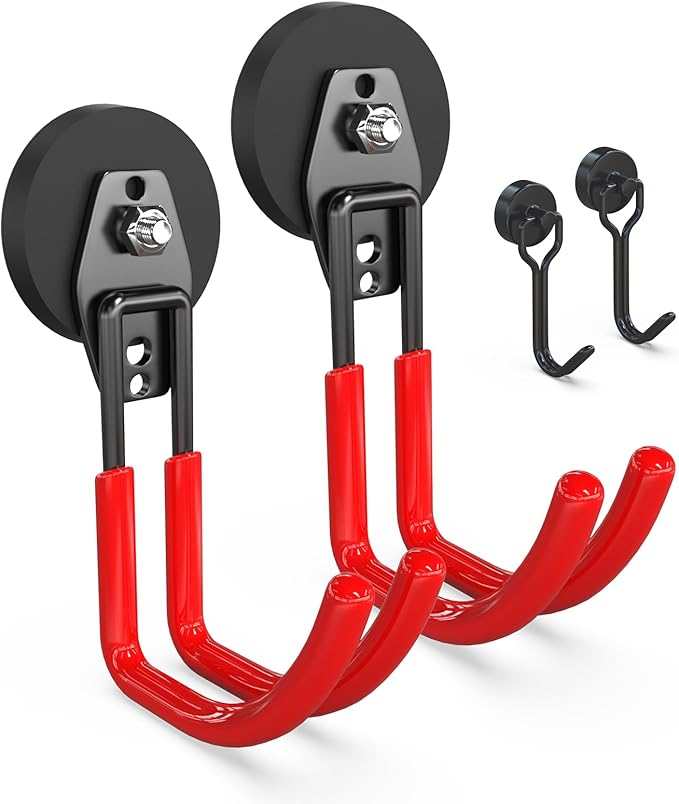 3-H Heavy Duty Magnet Garage Hooks 2 Pack, J Shape Strong Magnetic Hooks by 3-H