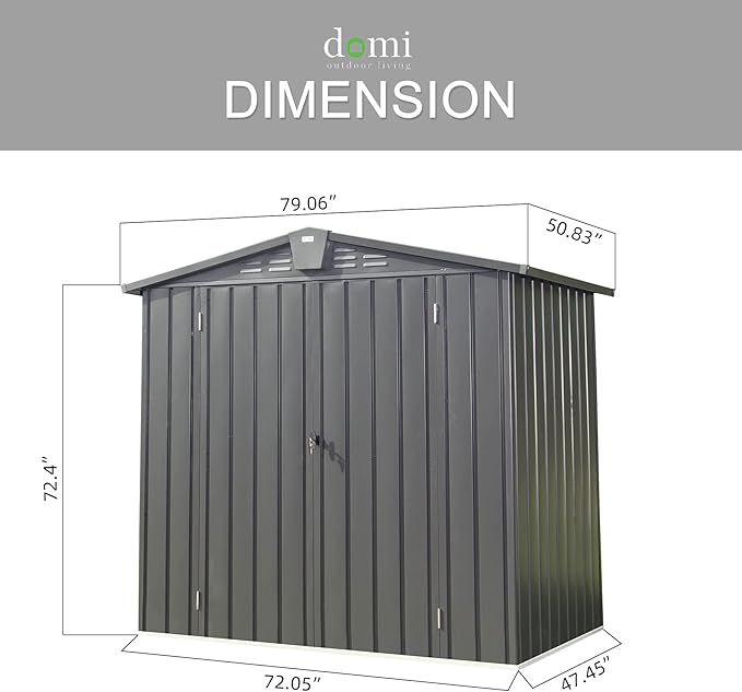 Domi 10’ x 8’ Outdoor Storage Shed, Metal Sheds Tool Storage Gable Roof - Image 2