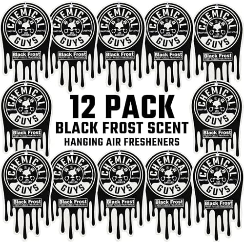 Chemical Guys, Hanging Air Fresheners, Black Frost Scent, 12 Pack, for Cars by ChemicalGuys
