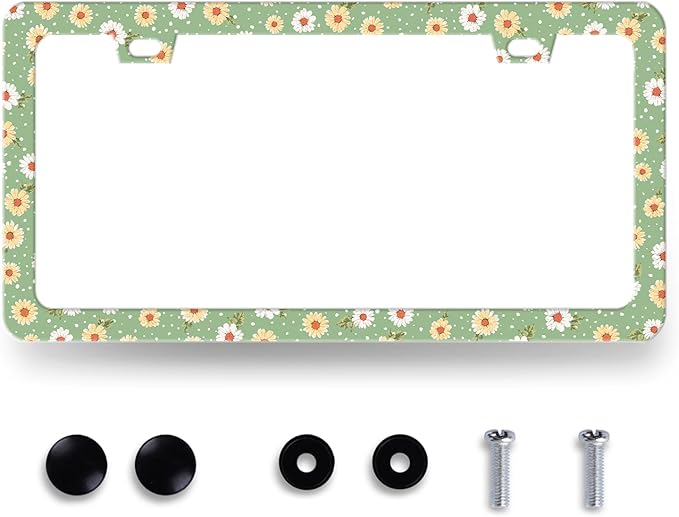 Cute Daisy Floral License Plate Frame Beautiful Flowers License Plate Holder by RNKATIH