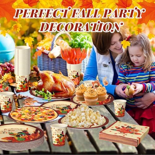 Sliner 180 Pcs Thanksgiving Disposable Dinnerware Set, Classic Turkey - Image 6