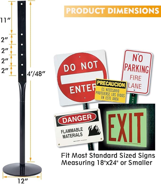 Heavy Duty Cast Iron Sign Post and Base Kit - Image 3