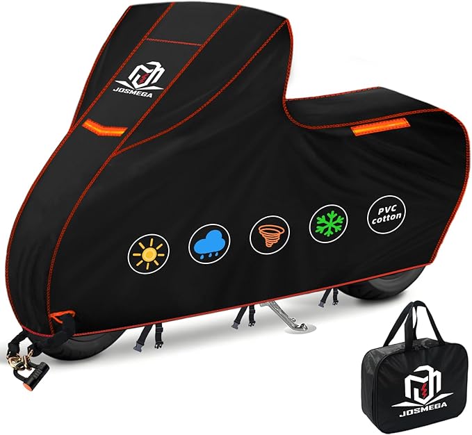 Motorcycle Cover | Heavy Duty PVC | Soft Inner Cotton | Waterproof Outdoor | by JosMega