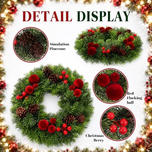 Canlierr Christmas Car Wreath Decoration with LED Lights, Charming Style - Image 3