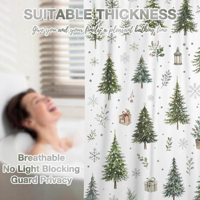 Christmas Tree Shower Curtain, 60x72 Inch Waterproof Fabric - Image 6