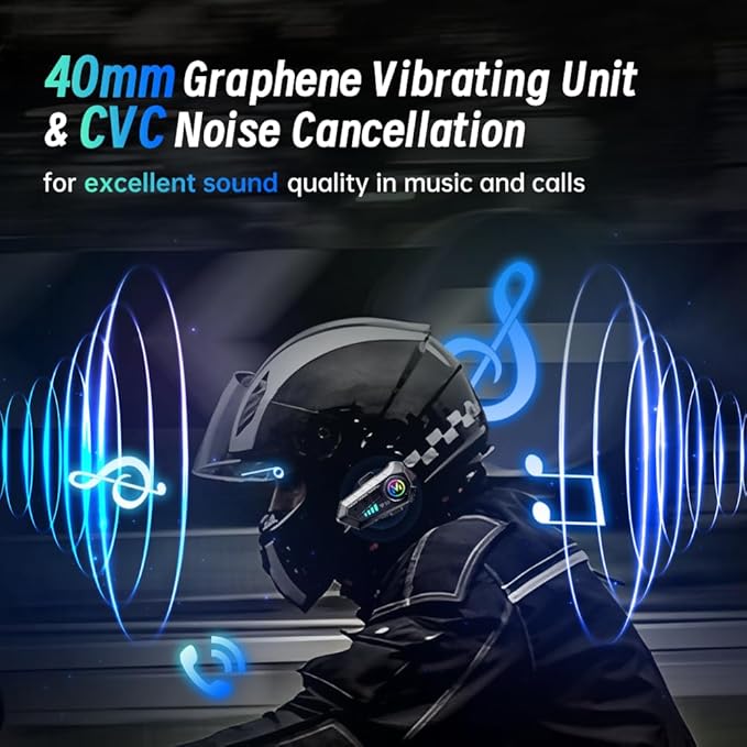 Motorcycle Helmet Bluetooth Headset, Outdoor Wireless Bluetooth 5.3 Headphone - Image 3