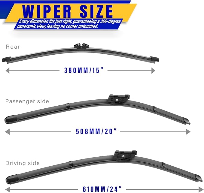 3 wipers Replacement for 2016-2022 Volvo XC90, Windshield Wiper Blades Original - Image 2