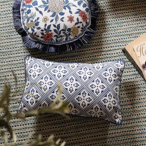 patdrea Designer French Blue Throw Pillow Cover,12"x20",Set of 2 - Image 3