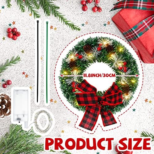 Canlierr Christmas Car Wreath Decoration with LED Lights, Classic Style - Image 2