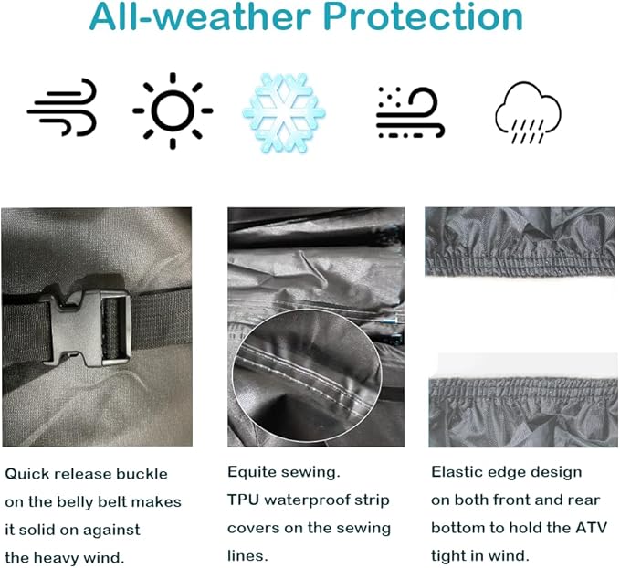 QYMOTO ATV Cover, Large ATV Cover XL 2-UP 4 Wheeler Quad Outdoor Full - Image 9