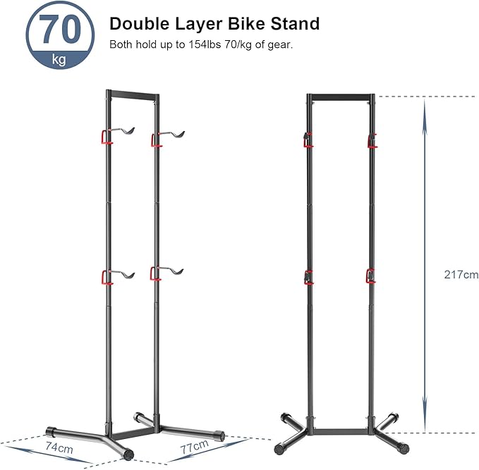 teraysun Indoor 4 Bike Storage Rack, Adjustable Arm Hook - Image 3