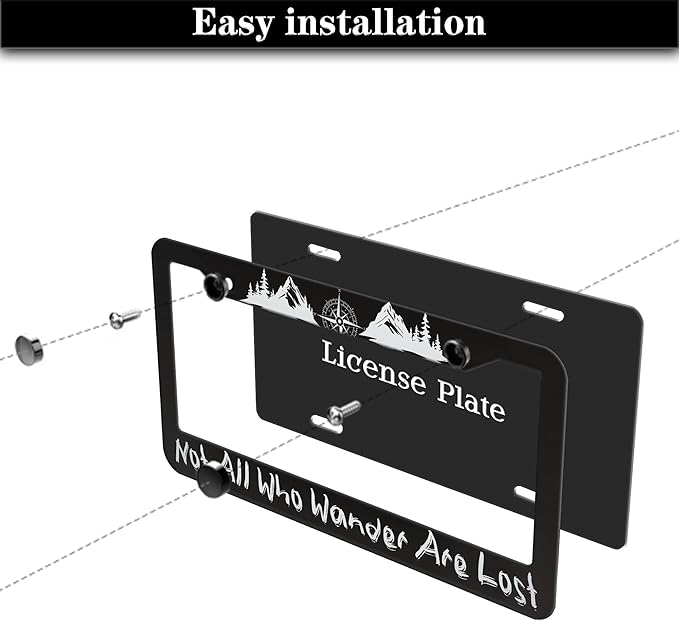 Metal License Plate Frame Black and White License Plate Frames Not All Who - Image 7