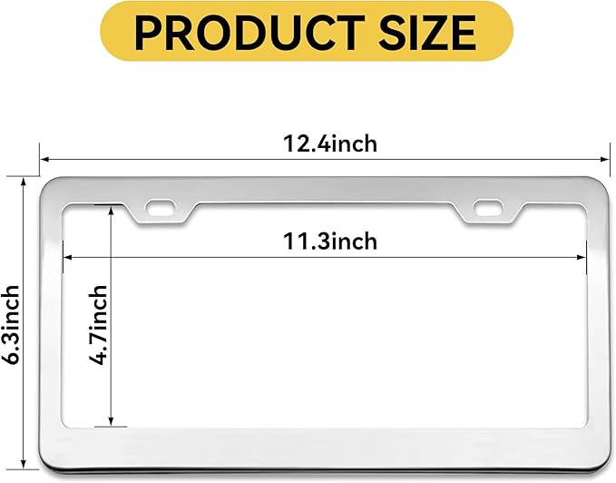 Mirror Polished Heavy Duty Stainless Steel License Plate Frame - Image 6