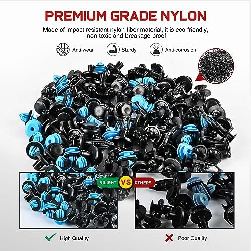 Nilight 148PCS Front Fender Liner Trim Panel Retainer Applications for Toyota 90467-10183 90467-10188 90467-07215 52161-02020 4-Way Tools Tire Caps Tire Cores