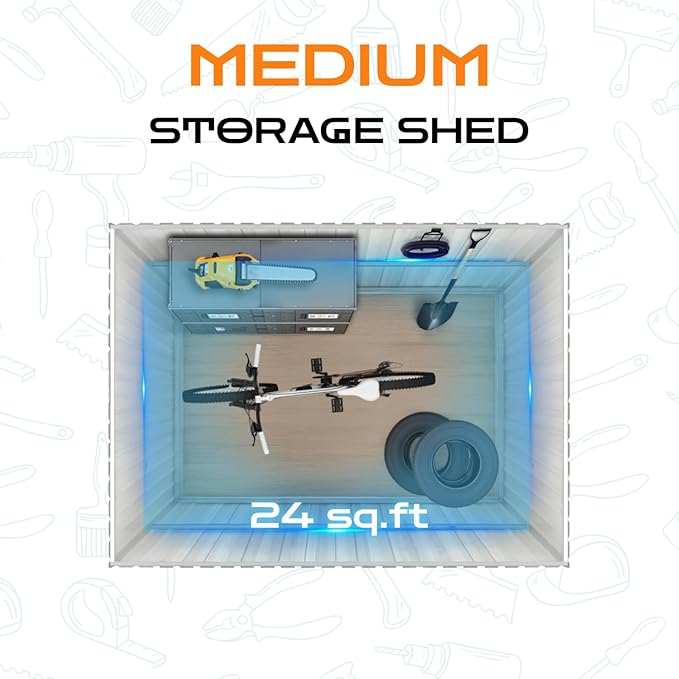 6 x 4 FT Outdoor Storage Metal Shed, Bike Garden Tool Shed - Image 7