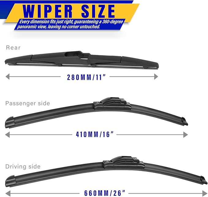 3 wipers Replacement for 2017-2022 KIA Sportage/2019-2021 2022 2023 Hyundai - Image 2