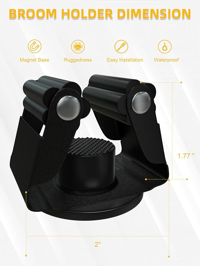 Magnetic Broom Holder for Refrigerator, No Drilling Magnetic Broom Holder Black - Image 2