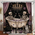 Gothic Halloween Skull Shower Curtains Funny Spooky Skeleton Lovers in Bathtub Shower Curtains for Bathroom Pink Black Halloween Home Decor Fabric Washable with 10 Hooks, 60x72 Inch by Duluxykl