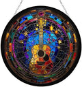 Guitar Stained Glass Window Hangings, Handcrafted Stained Glass Suncatchers, Gift for Cat Lovers Nature Lovers by 365CUSGIFTS