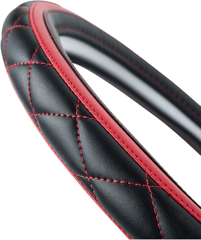 CAR PASS Sporty Quilting Leather Universal Fit Steering Wheel Cover, Fit - Image 5