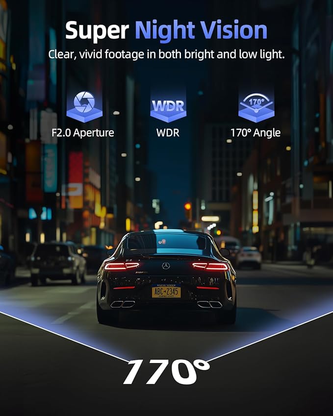 4K Dash Cam Front and Rear, 64GB SD Card, 1.5” IPS Display Car Camera, 5Ghz - Image 7