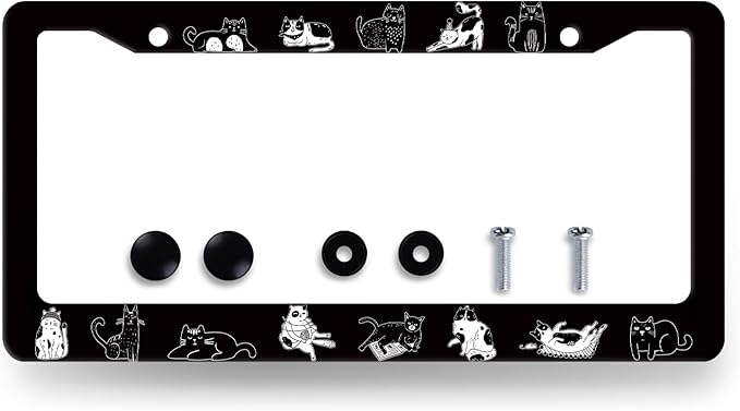 Cats License Plate Frame Cute Animal Cat License Plate Holder Stainless Steel by RNKATIH