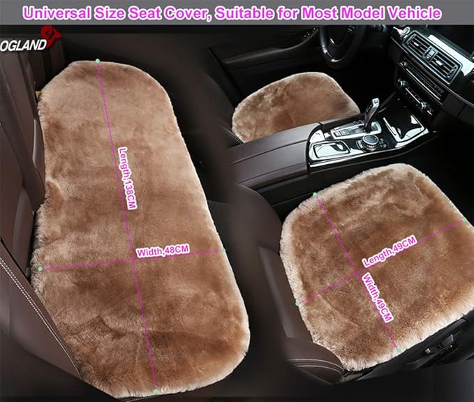 Fluffy Genuine Sheepskin Car Back Seat Cover - Image 5