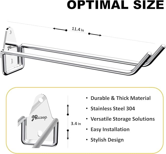 JBscoop 4 Stainless Steel 304 Garage Hooks, Heavy Duty Organizer & Wall Mount - Image 7