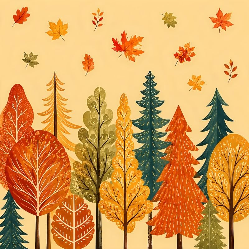 Long Shower Curtain 72x78 Inch Fall Harvest Shower Curtain Thanksgiving Autumn Forest Leaves Pine Tree Shower Curtains for Bathroom Decor Waterproof Fabric with 14 Hooks by Duluxykl