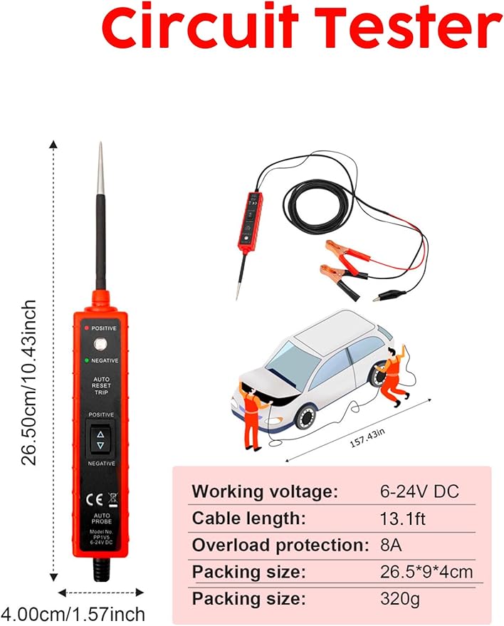 Power Circuit Probe Tester, 6-24V DC Circuit Tester, Test Light Automotive - Image 2