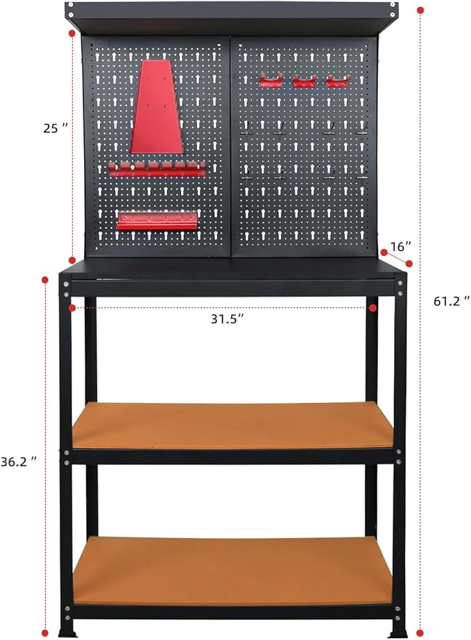 Prostormer Workbench, 31.5 inch Multipurpose Garage Work Bench Table - Image 3