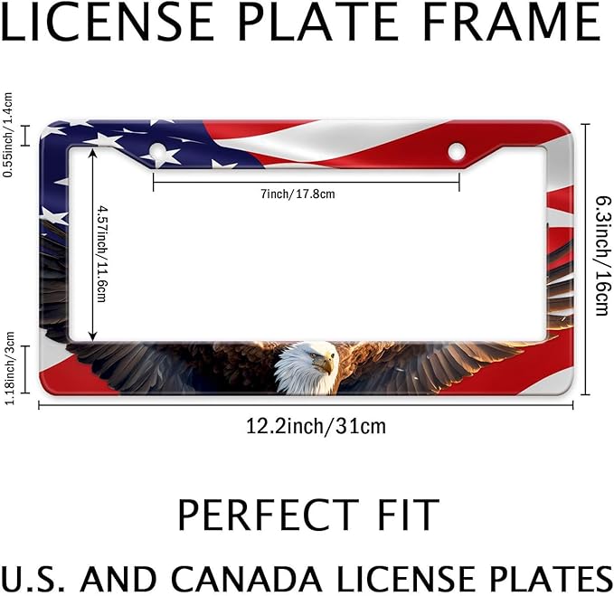 Eagle American Flag License Plate Frame, US Flag Car Tag Frame Holder Covers - Image 2