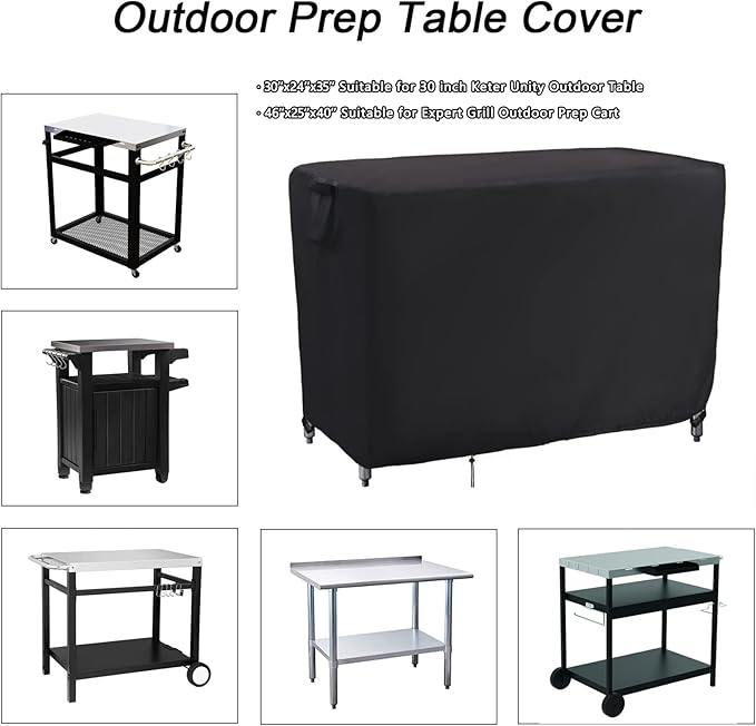 Kingling Grill Cart Cover, Waterproof Outdoor Prep Table Cover 46 Inch - Image 3