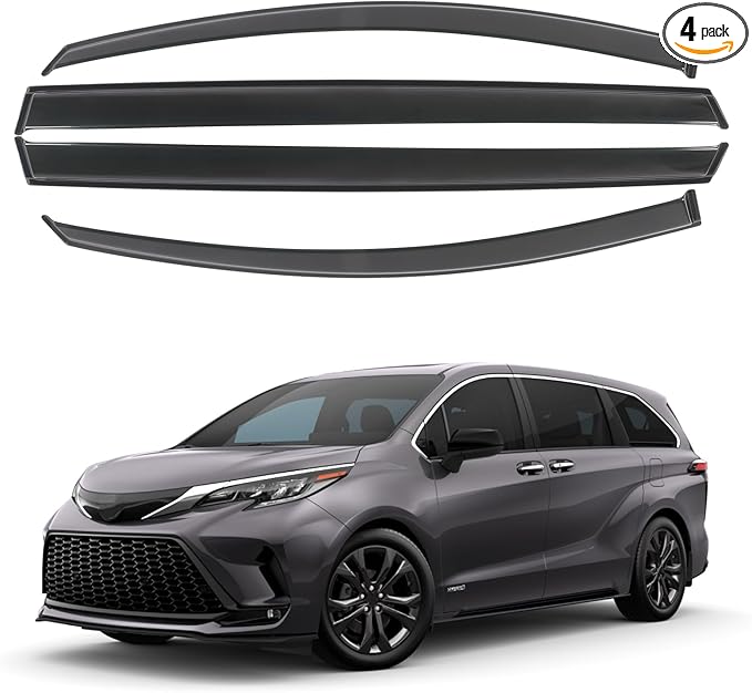 Rain Guards Fits for 2021-2024 Toyota Sienna, Outside Mount Side Window Wind by CHYKORLA