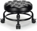Low Height Rolling Stool Roller Stool PU Leather Comfortable Seat 360°Swivel by LWADALN