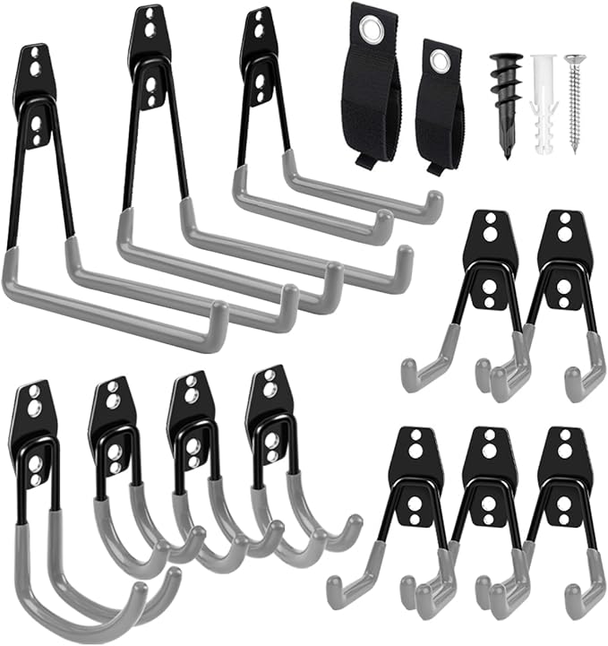 Garage Hooks Heavy Duty 14 Pack, Steel Garage Storage Hooks, Tool Hangers by GARDENANDTOOL