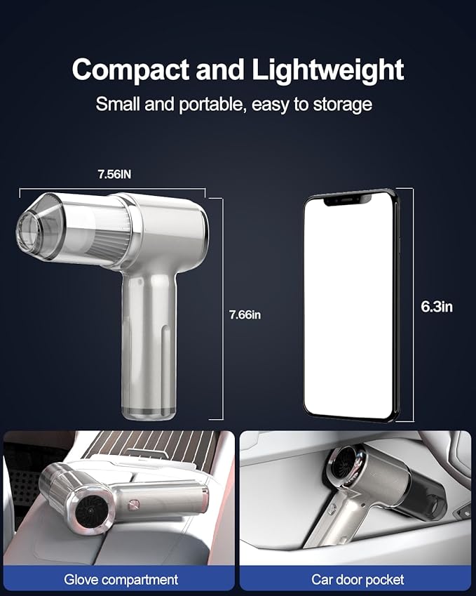 Handheld Car Vacuum Cleaner High Power, 4-in-1 Small Portable Mini Cordless - Image 6