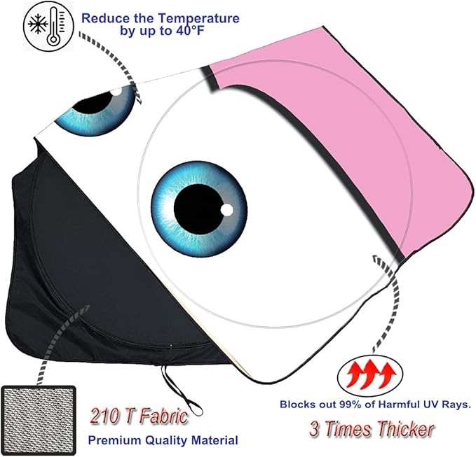 Gven Car Sun Shade Windshield The Original Patented Eyes Pink Car Accessories - Image 5