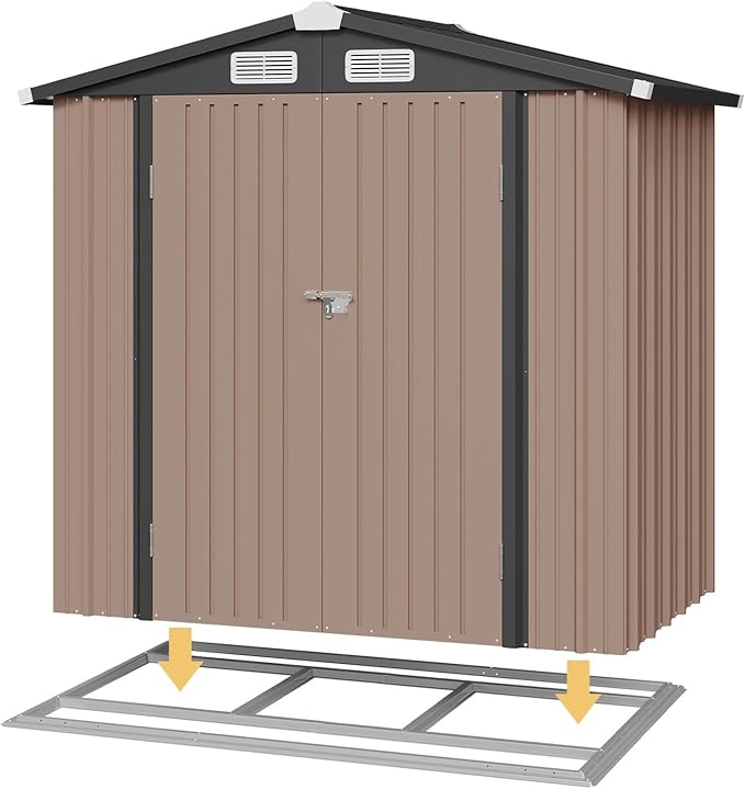Aoxun 6x3.9 FT Shed with Base Metal Outdoor Storage Shed Garden Shed with - Image 5