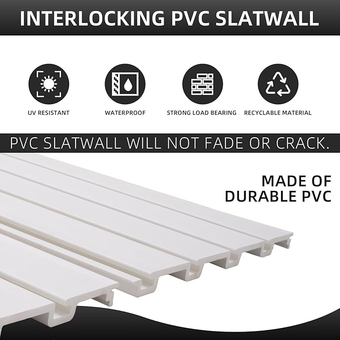 Slatwall Panels 4x8 ft Garage Wall Storage System, PVC Slat Wall Paneling - Image 5