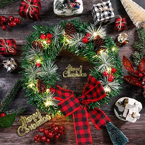Canlierr Christmas Car Wreath Decoration with LED Lights, Classic Style - Image 4