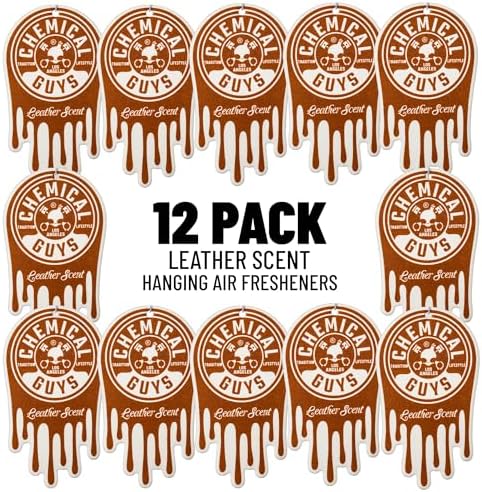 Chemical Guys, Hanging Air Fresheners, Leather Scent, 12 Pack, for Cars by ChemicalGuys
