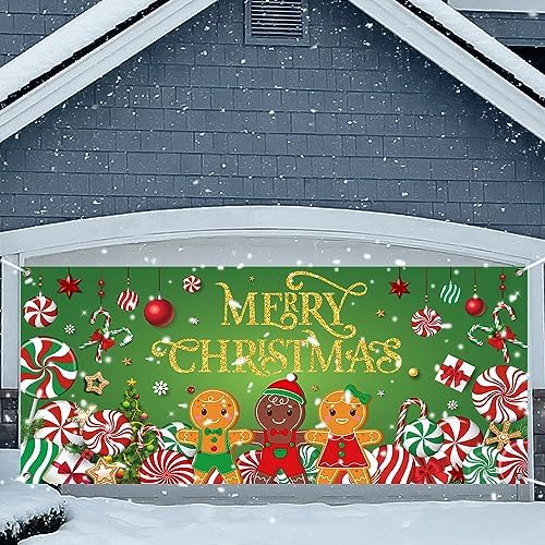Christmas Candy Garage Door Decoration Merry Christmas Door Banner Cover - Image 5