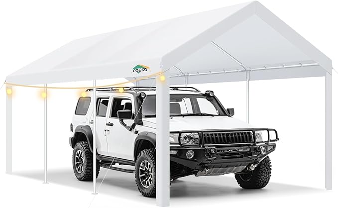 COBIZI Carports 10x20 Heavy Duty Car Tent Garage, Galvanized Frame Car Canopy by COBIZI
