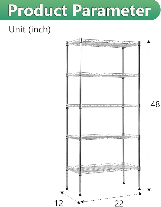BestOffice Garage Shelving 5 Tier Metal Storage Shelves 750lbs Weight Capacity - Image 3