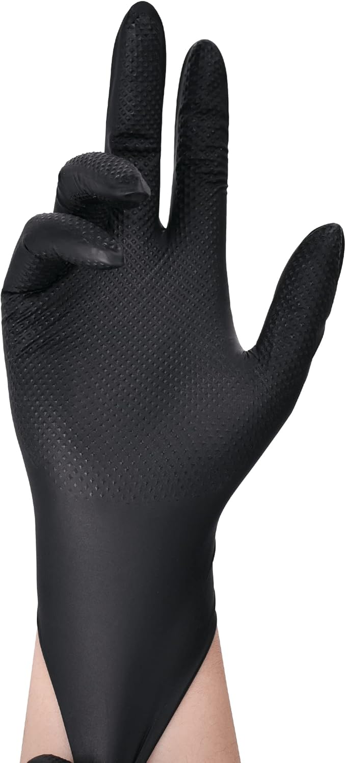 TitanFlex Thor Grip Heavy Duty Black Industrial Nitrile Gloves - Image 3