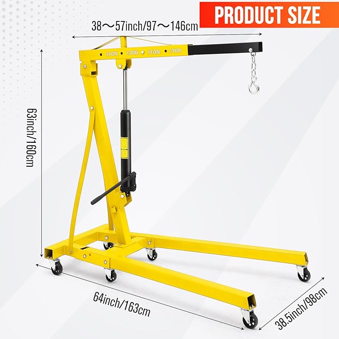 2 Ton Engine Hoist, Hydraulic Cherry Picker Engine Hoist Lift, 4400LBS Heavy - Image 7