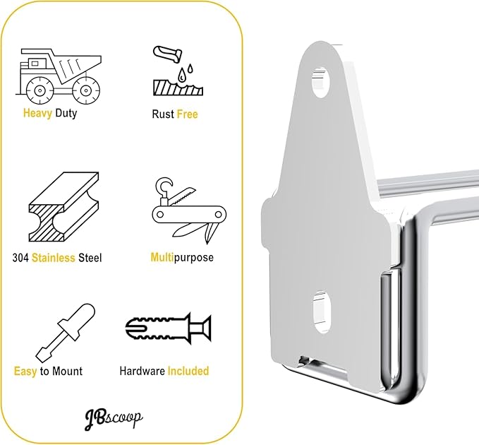 JBscoop Stainless Steel 304 Garage Hooks, Heavy Duty Organizer & Wall Mount - Image 5