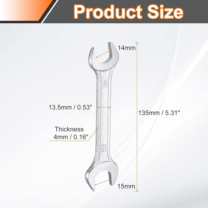 HARFINGTON 2pcs Double Open End Wrench 14mm x 15mm Metric 15 Degree Offset - Image 2