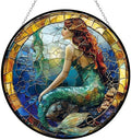 Mermaid Stained Glass Window Hanging Sun Catcher Halloween Haning Ornament Decoration Christmas Birthday Gifts for Lover and Friends by 365CUSGIFTS